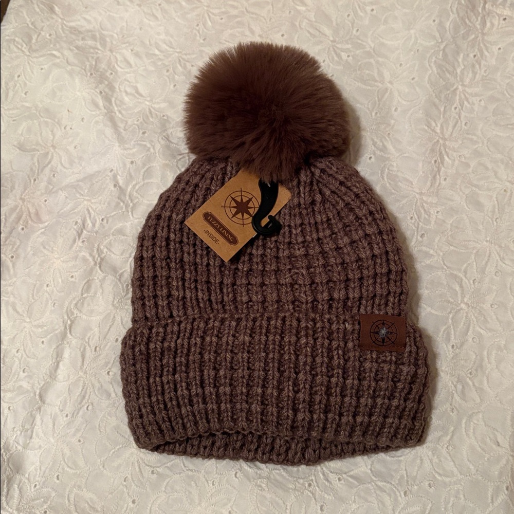 Cozy Knit Pom-Pom Beanie - Cream, Brown, Pink, or Multicolor - Picture 4 of 5